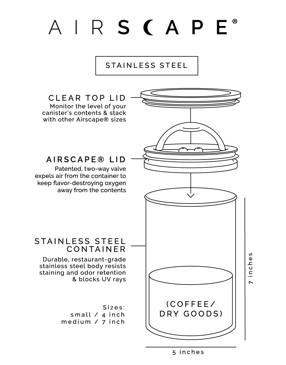 Airscape Airless Coffee Storage Canister | 1lb Capacity - Black - Image 2